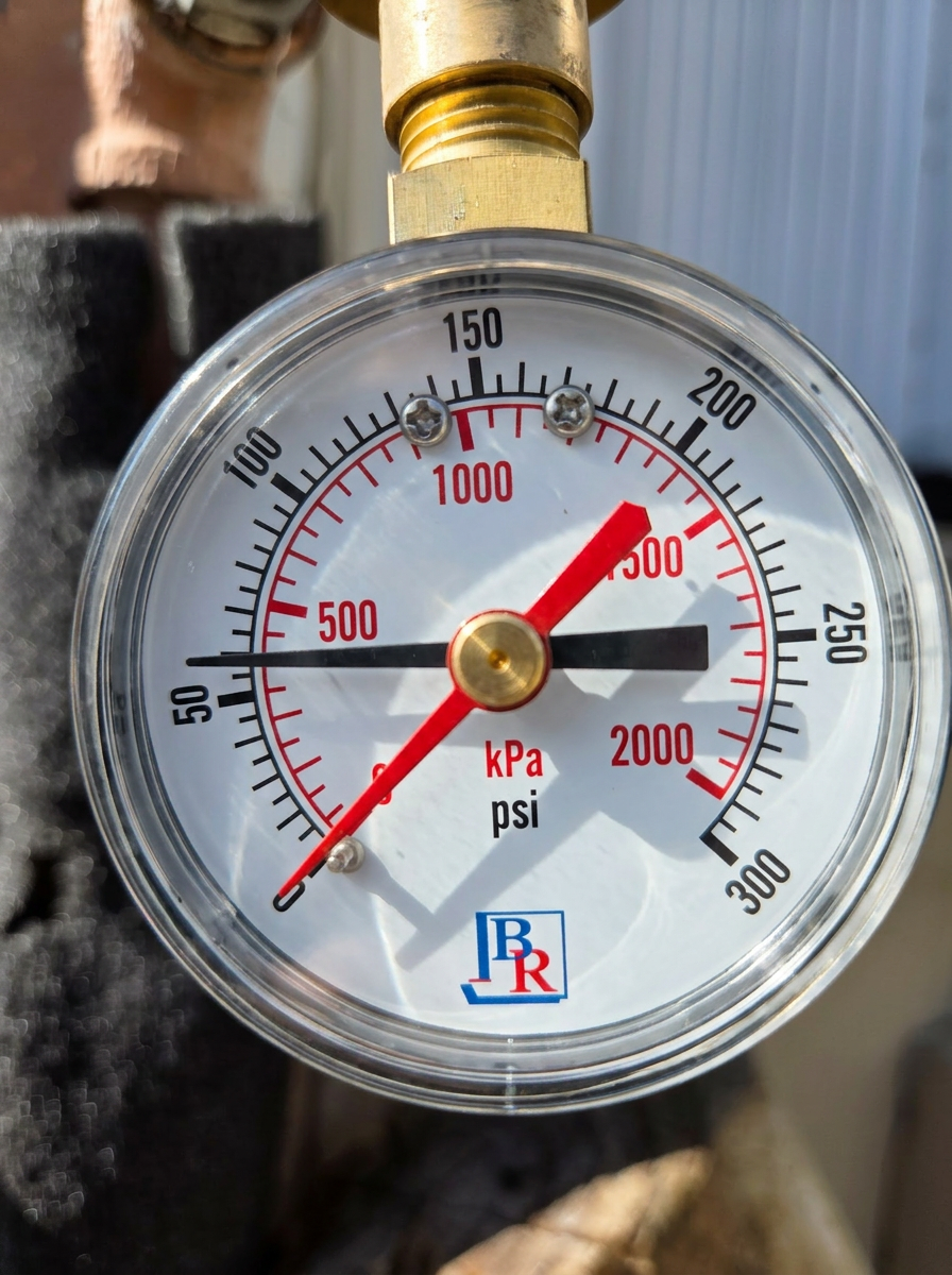Pressure gauge during hydrostatic leak test